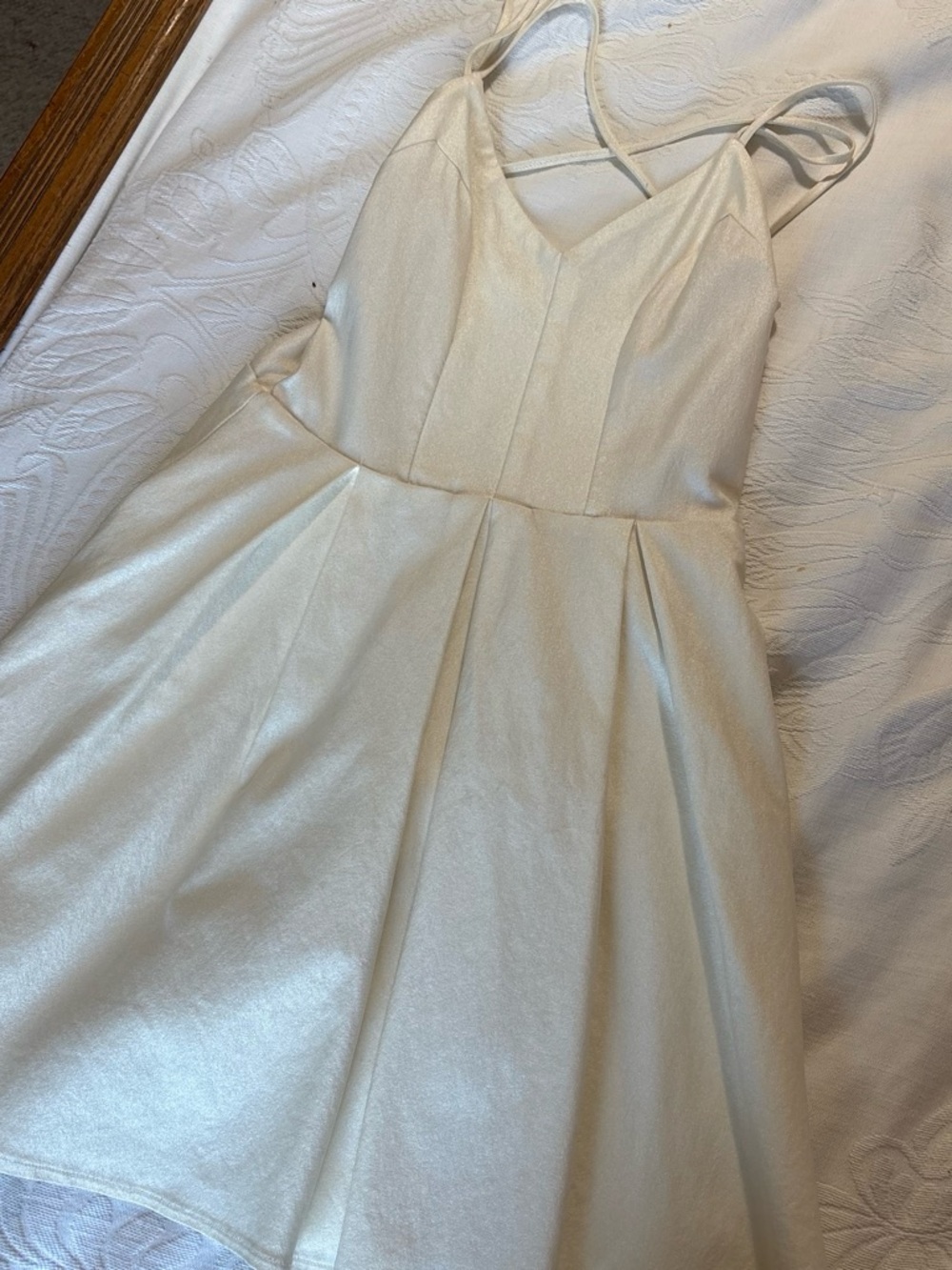 Cream Metallic mini dress